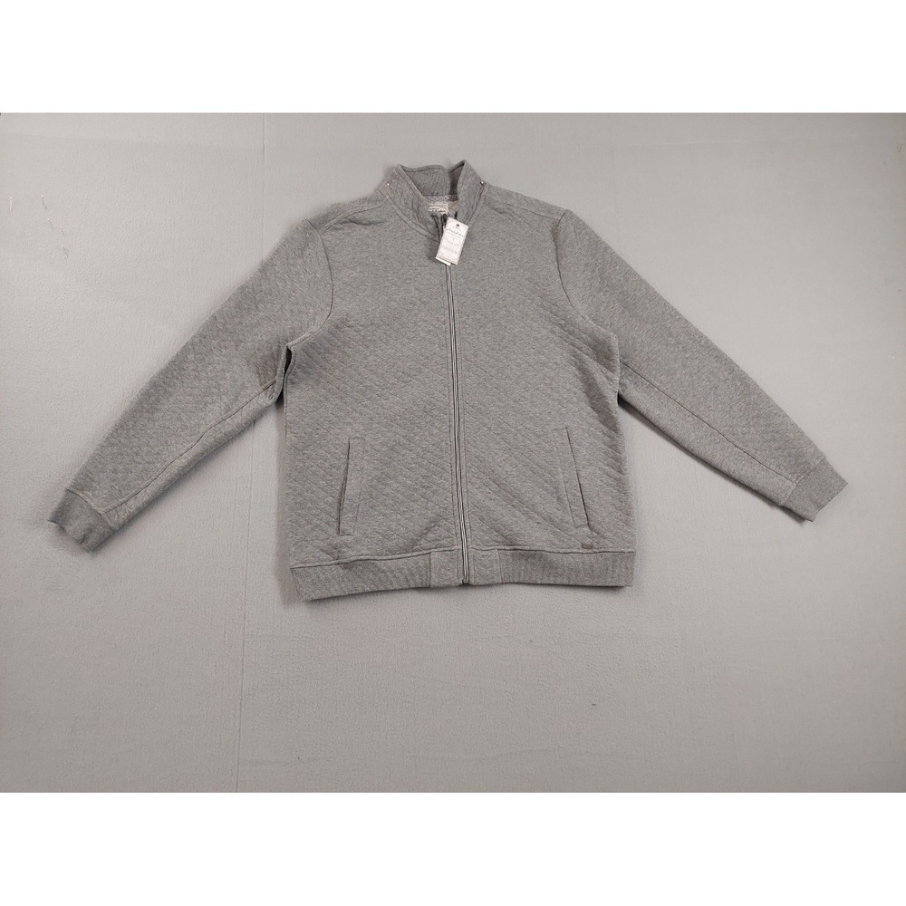 Flag & Anthem Men Sweatshirt Jackets XL Gray Quilted Full Zip Mock‎ Neck Casual
